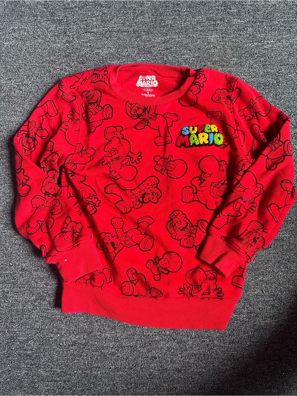 Red Super Mario Kids Sweatshirt with Embroidered Logo